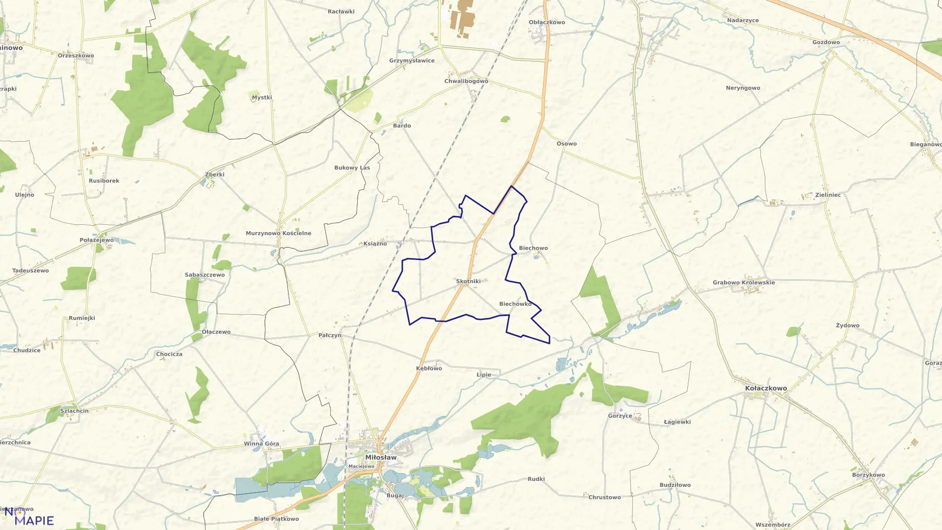 Mapa obrębu SKOTNIKI w gminie Miłosław